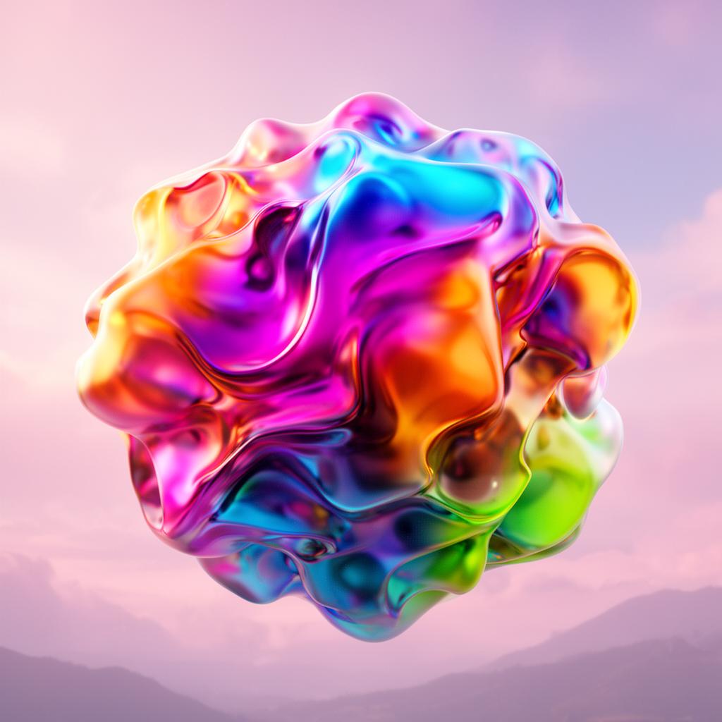 Vibrant 3D iridescent sculpture